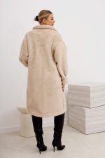 Płaszcz ala alpaka kieszenie futerko