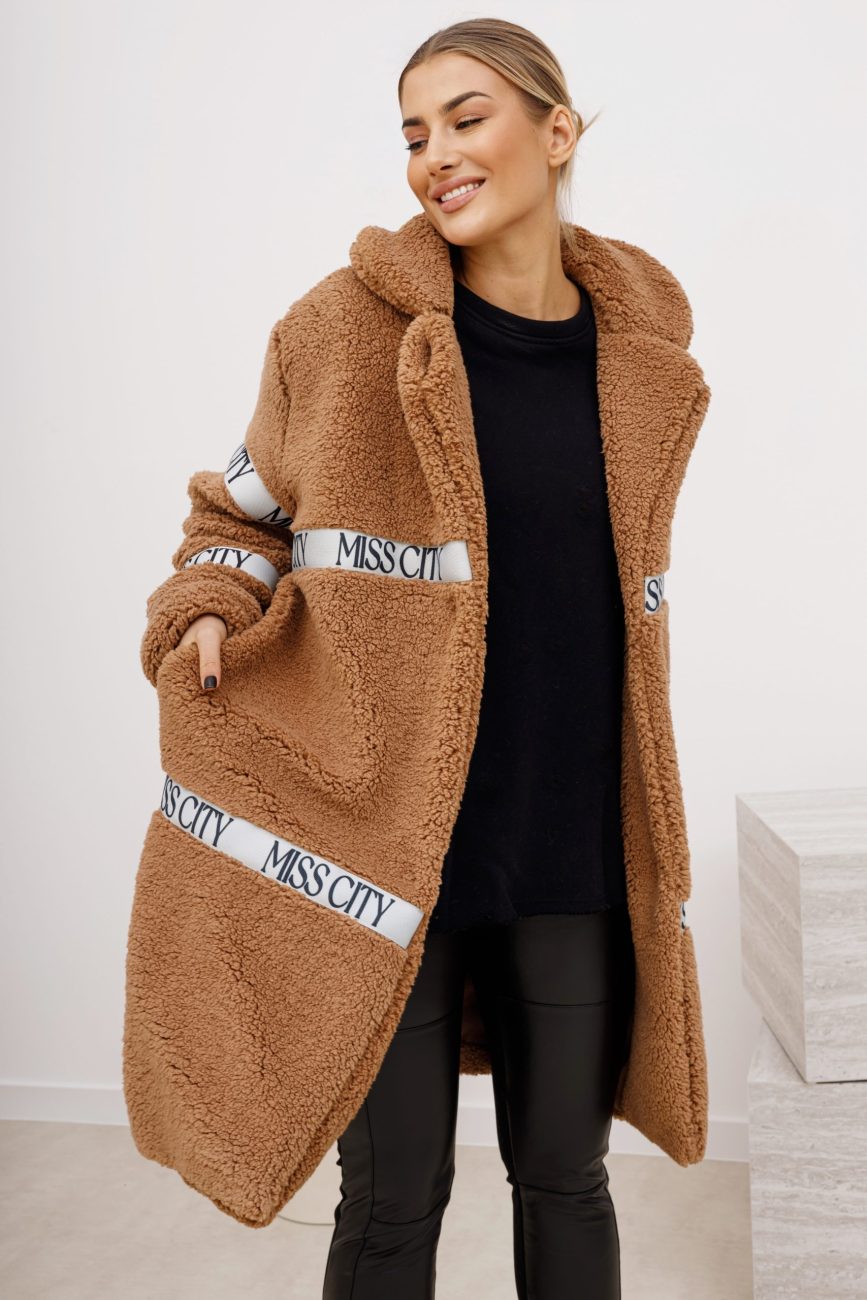 Płaszcz baranek taśmy Miss City