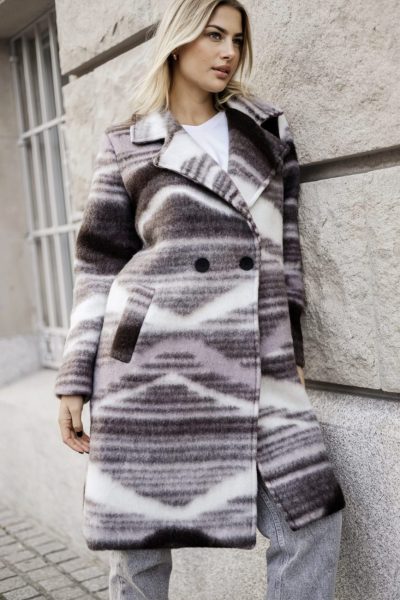 Płaszcz cieniowane pasy – Czekolada, UNI