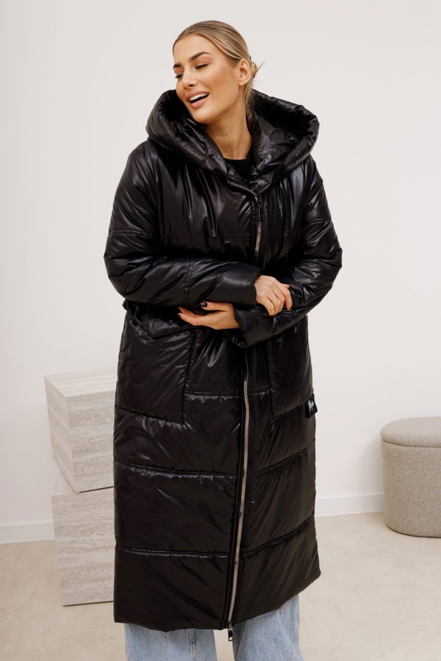 Płaszcz długi kaptur kieszenie patki MCO