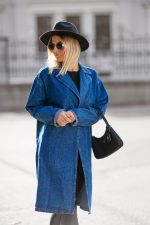 Płaszcz jeans plecy serce love hand made