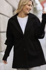 Płaszcz jodełka sweterkowy rękaw