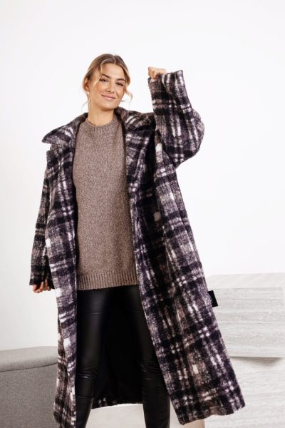 Płaszcz krata tył sfinks – Czekolada, UNI