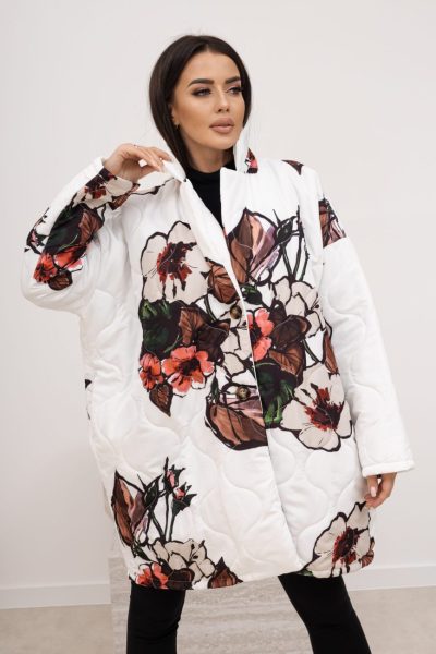 Płaszcz krótki kwiaty – UNI, Biały