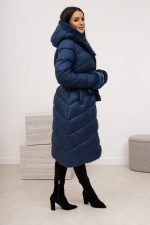 Płaszcz pikowany napy kaptur futerko