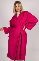 Płaszcz prążek sprzączka