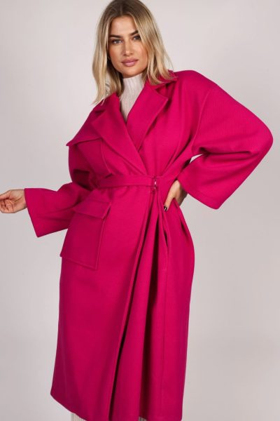 Płaszcz prążek sprzączka