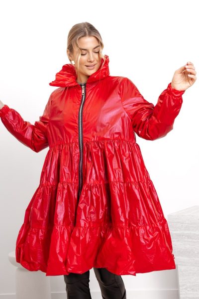 Płaszczyk cienki 3 falbanki MCO – Czerwony, UNI