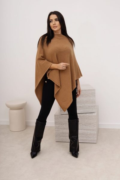 Ponczo dzianina – Camelowy, UNI
