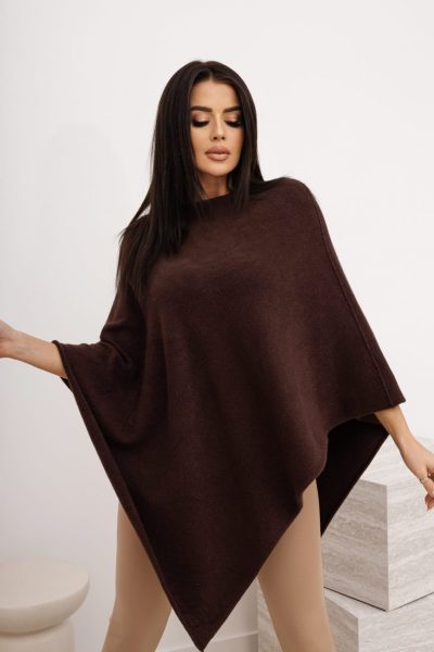 Ponczo dzianina – Czekolada, UNI