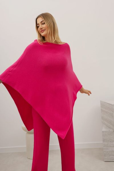Ponczo dzianina – Fuksja, UNI