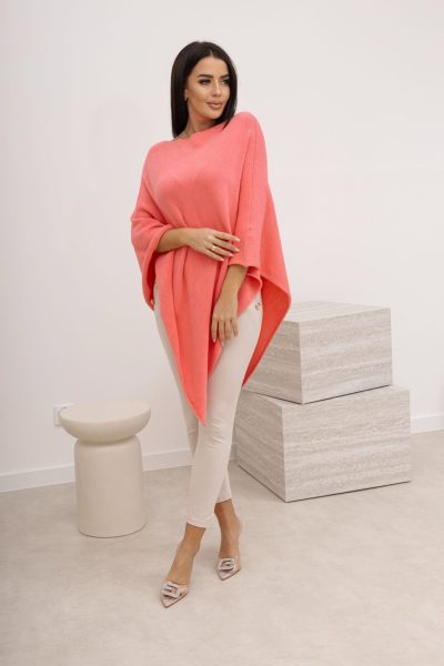 Ponczo dzianina – Koral, UNI