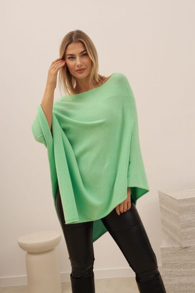 Ponczo dzianina – Miętowy, UNI