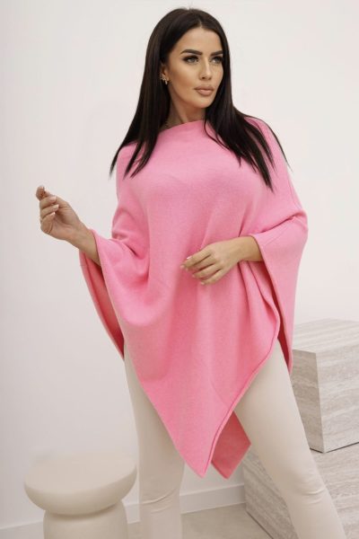 Ponczo dzianina – Różowy, UNI