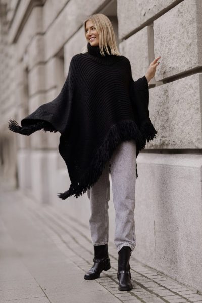 Ponczo golf frędzle