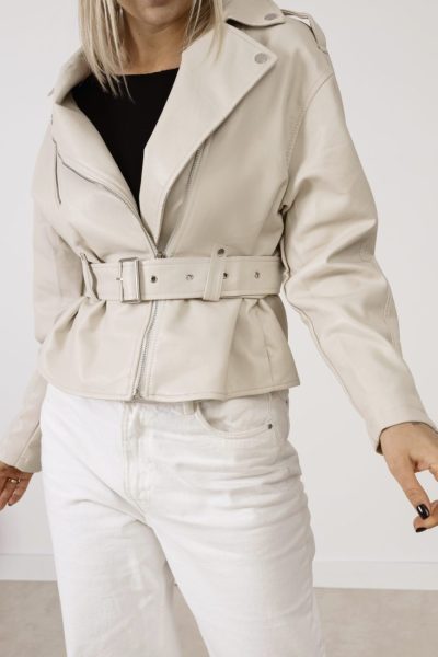 Ramoneska z paskiem talia – Beżowy, S