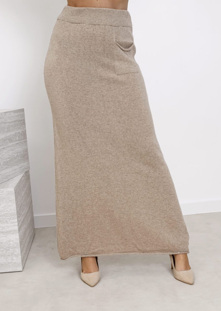 Spódnica długa kaszmir kieszonka
