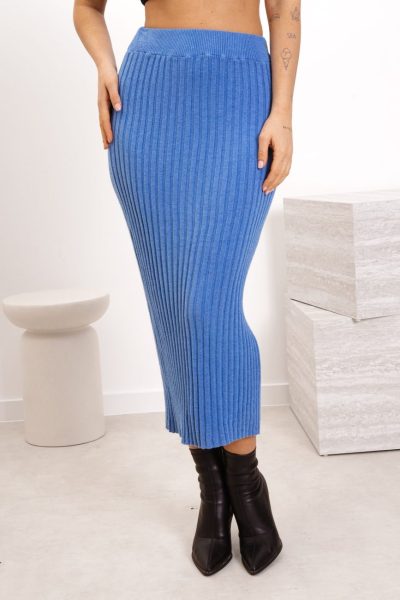 Spódnica dzianina prążek – Niebieski, UNI
