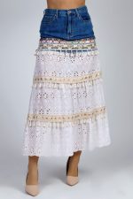 Spódnica jeans kolorowe wstawki