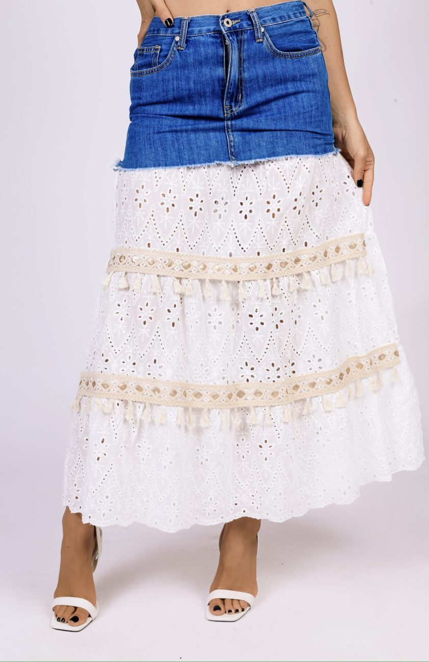 Spódnica jeans koronka