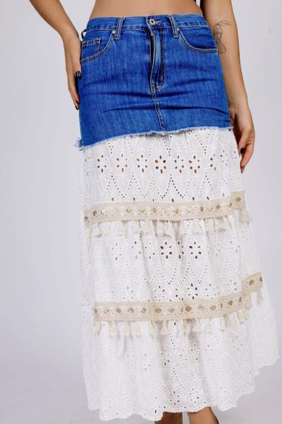 Spódnica jeans koronka