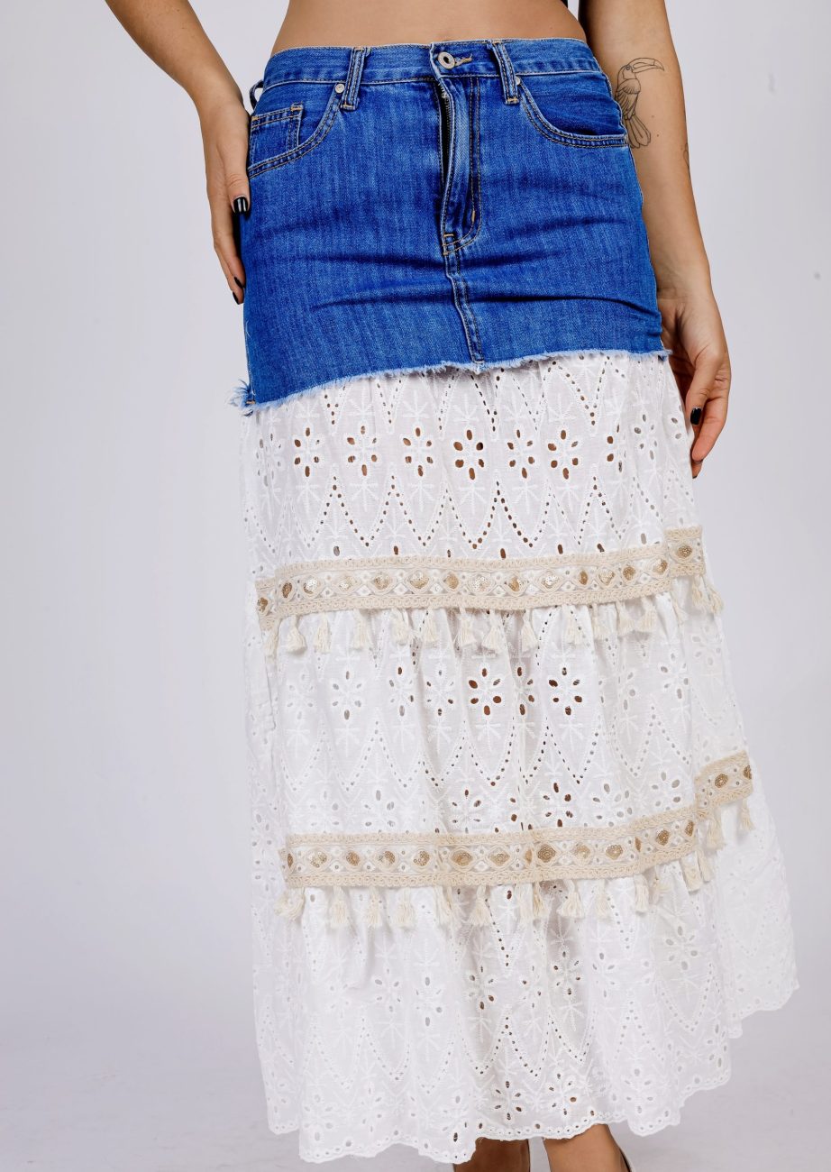 Spódnica jeans koronka