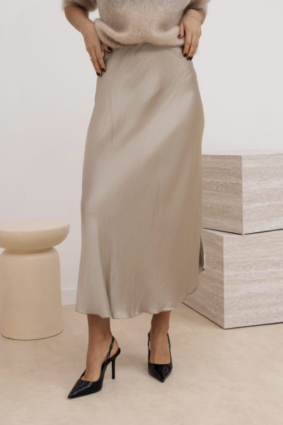 Spódnica jedwab gładka – Beż, UNI