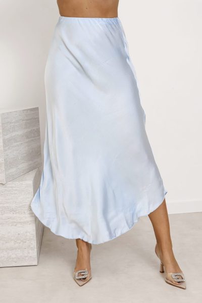 Spódnica jedwab gładka – Błękit, UNI