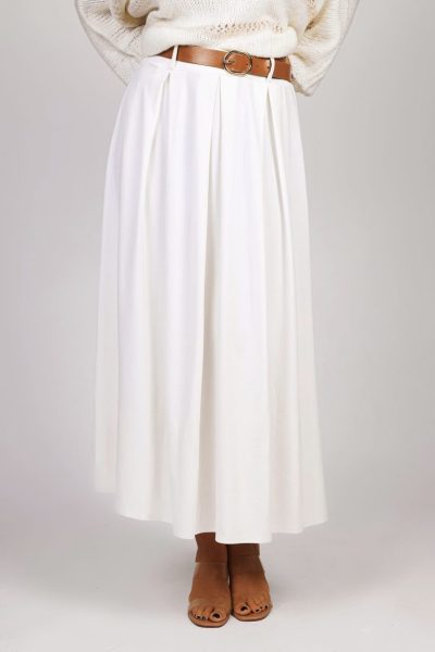 Spódnica tencel z paskiem – UNI, Ecru