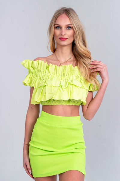 Spódniczka mini prążek – Limonka, UNI