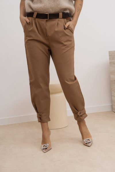 Spodnie dół guziczek punto – Camelowy, UNI