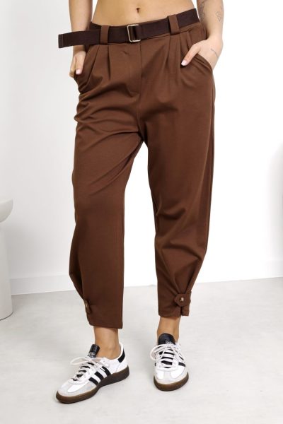 Spodnie dół guziczek punto – Czekolada, UNI
