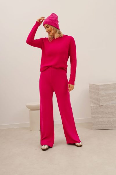 Spodnie dzianina bez kieszeni – Fuksja, UNI