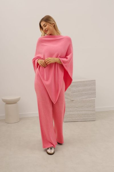 Spodnie dzianina bez kieszeni – Różowy, UNI