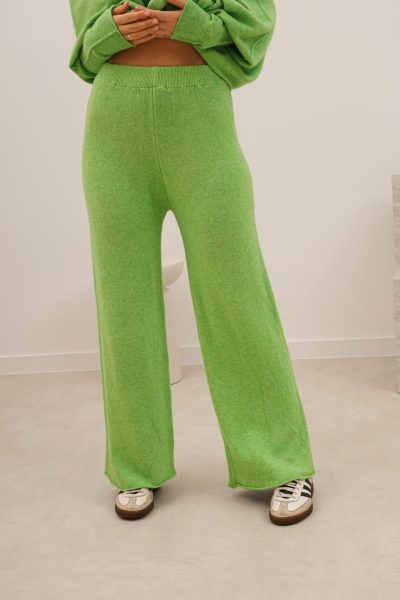 Spodnie dzianina bez kieszeni – Zielony, UNI