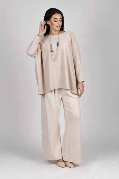 Spodnie dzianina szeroke nogawki