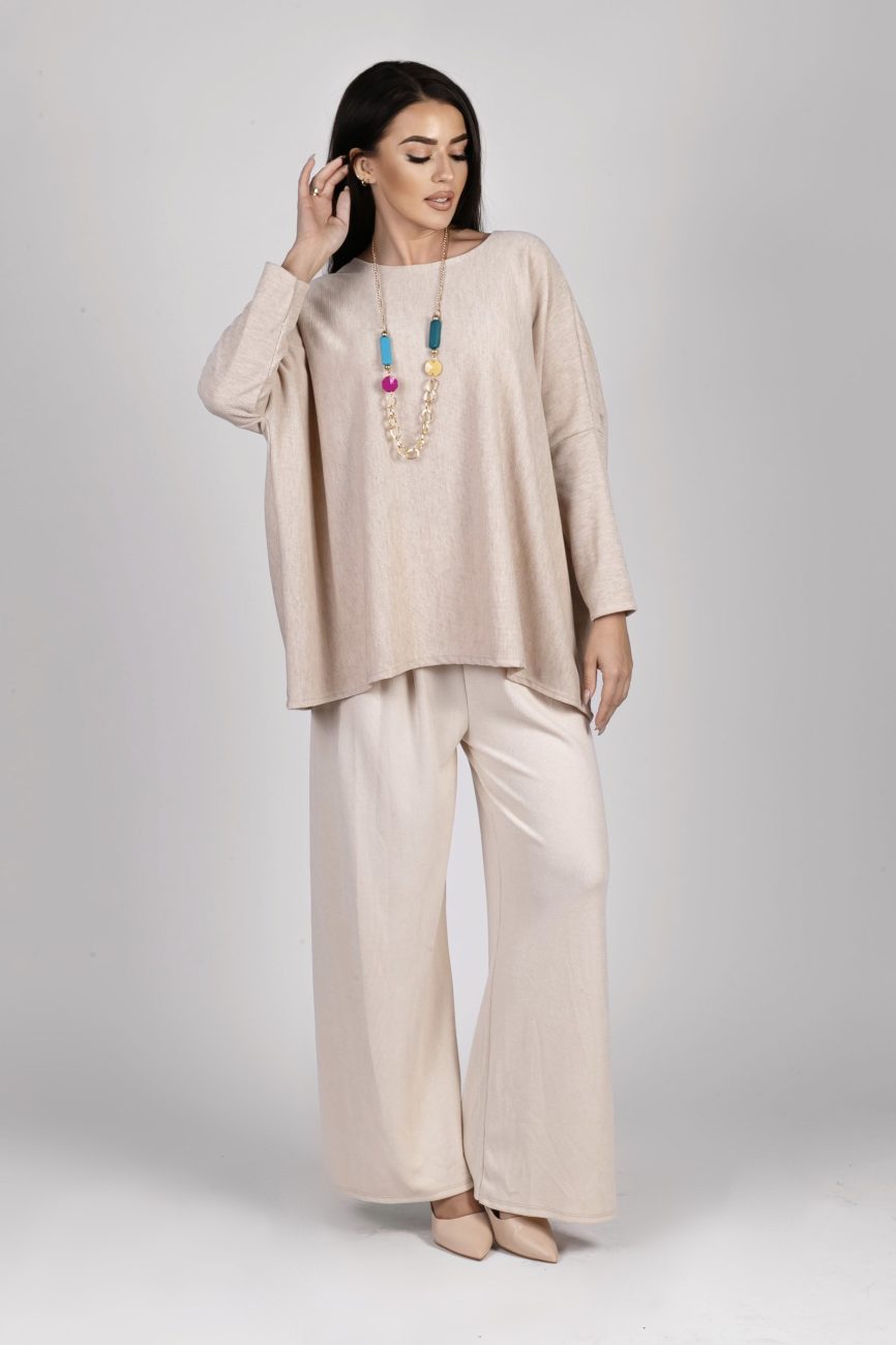 Spodnie dzianina szeroke nogawki Spodnie dzianina szeroke nogawki