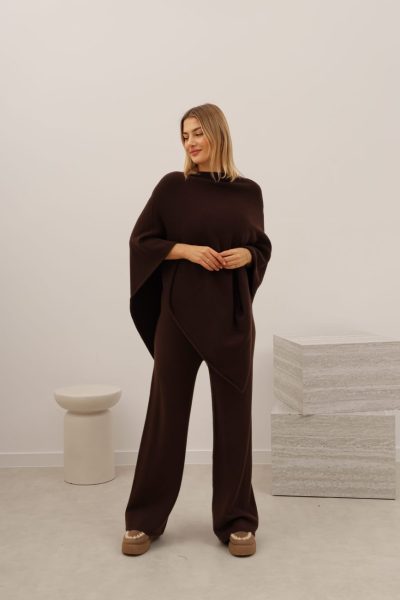 Spodnie dzianinka bez kieszeni – Czekolada, UNI