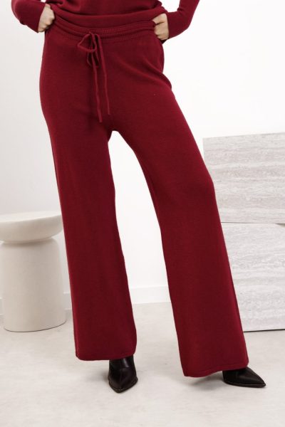 Spodnie dzianinka bez kieszeni – Wino, UNI