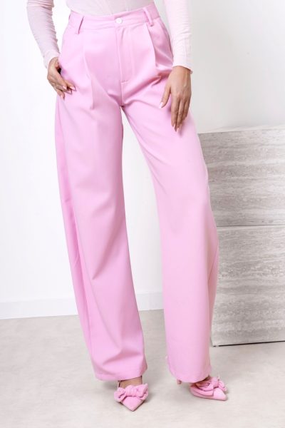 Spodnie eleganckie zaszewki – Różowy, S