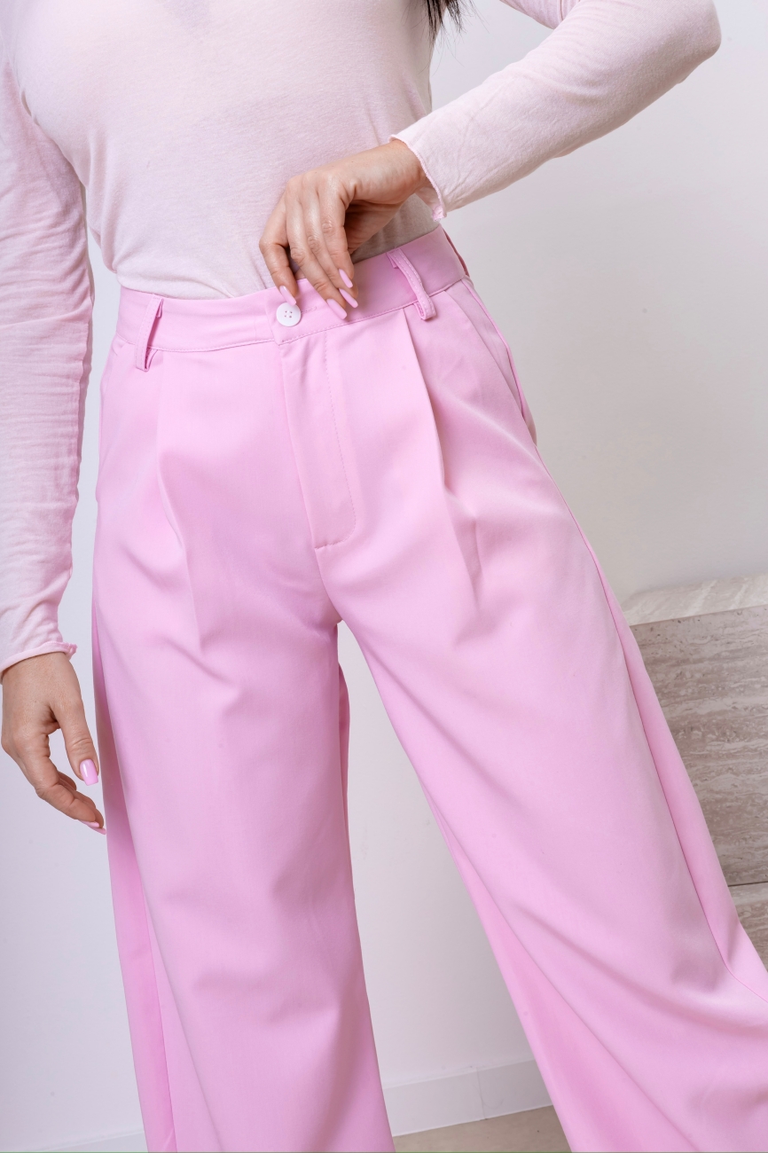 Spodnie eleganckie zaszewki – Różowy, S