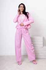Spodnie eleganckie zaszewki – Różowy, S