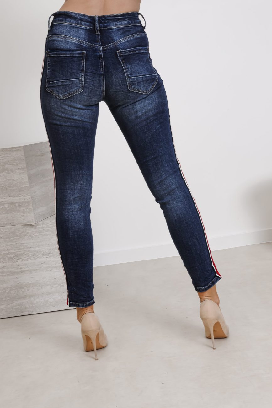 Spodnie jeans czerwony lampas