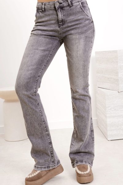 Spodnie  jeans dzwony – Szary, XL