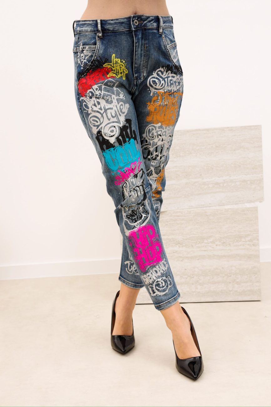 Spodnie jeans grafiti