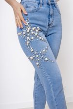 Spodnie jeans gwiazda perły