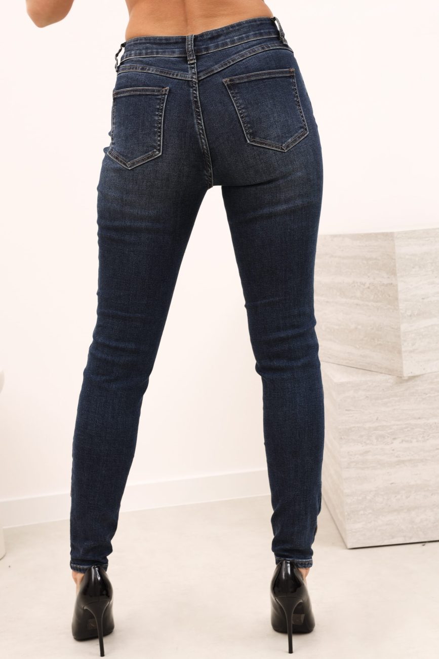 Spodnie jeans haftowany bok