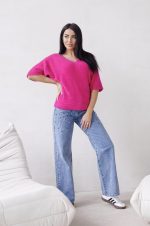 Spodnie jeans kamienie RISSKIO – Niebieski, L
