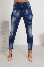 Spodnie jeans łatki farba