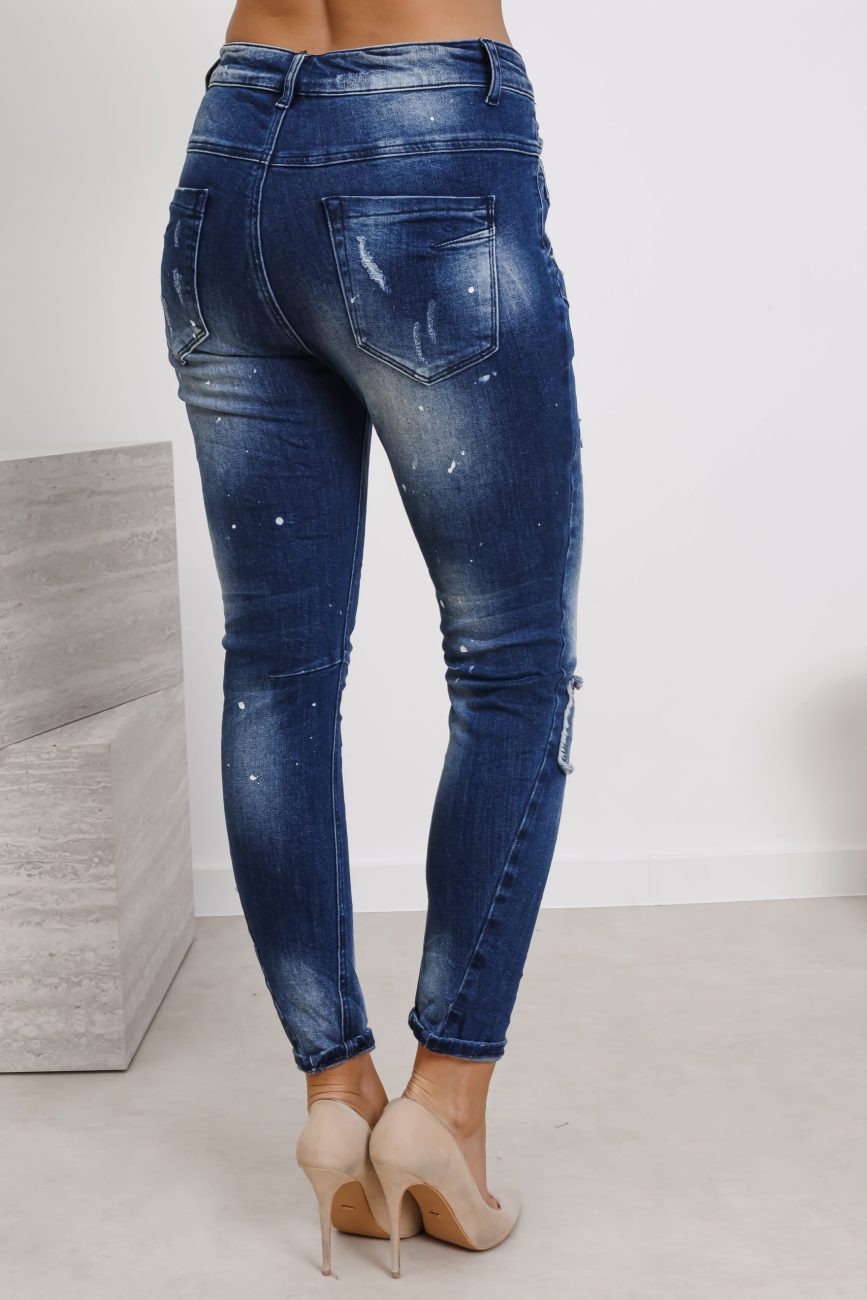 Spodnie jeans łatki farba